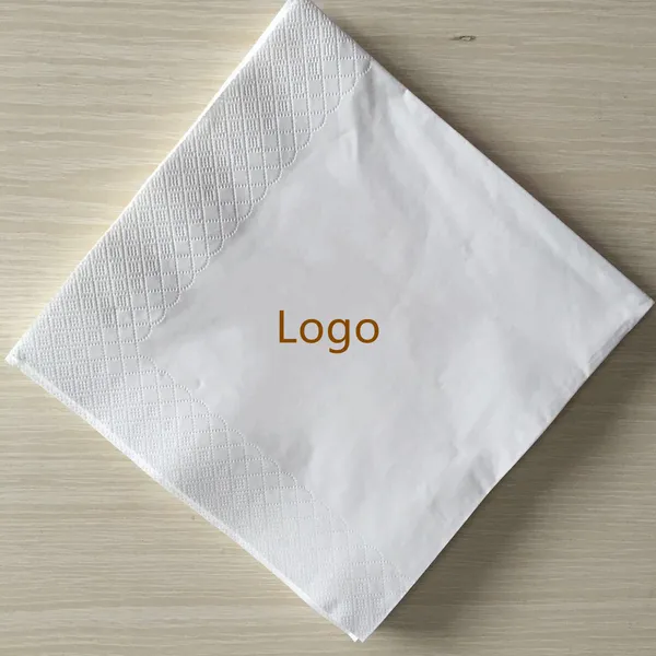 serviettes en papier imprimées avec logo blanc personnalisé